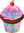 Muotofoliopallo, bday frosted cupcake