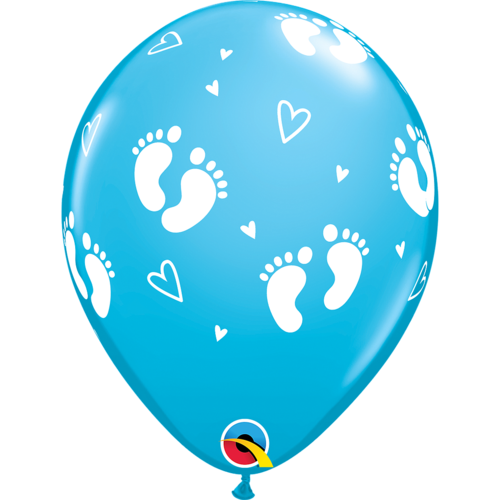 Ilmapallot 6kpl, Baby footprints & hearts sininen