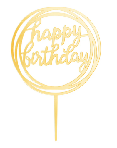 Kakkukoriste, Happy Birthday pyöreä kulta