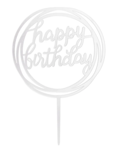 Kakkukoriste, Happy Birthday pyöreä hopea