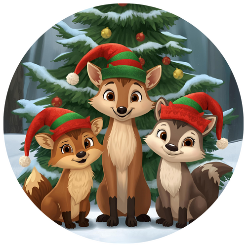 Syötävä kakkukuva, Metsäneläinten joulu 20 cm