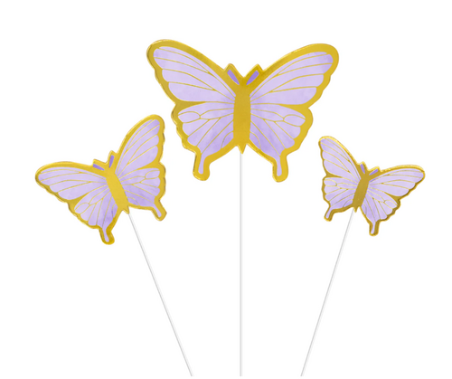 Perhoset koristetikut 10kpl, violetti-kulta