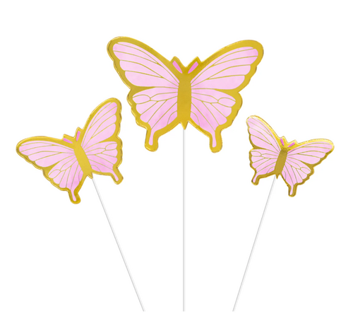 Perhoset koristetikut 10kpl, vaaleanpuna-kulta