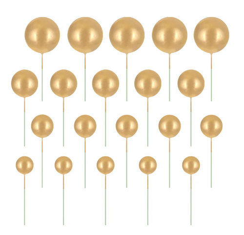 Kultaiset pallo kakkukoristeet 20kpl