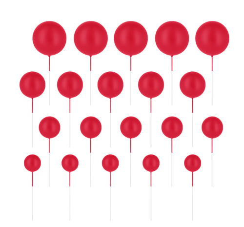 Punaiset pallo kakkukoristeet 20kpl
